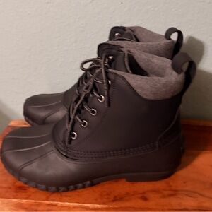 Lands End Black Lace-Up Duck Boots